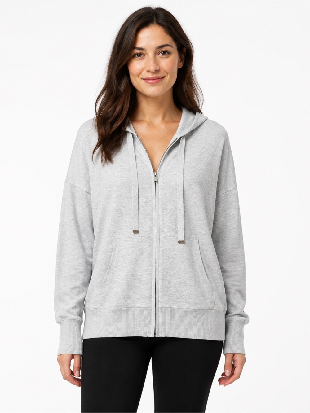 Cyrus Women’s Lightweight Knit Full Zip Hoodie Heather Gray XL